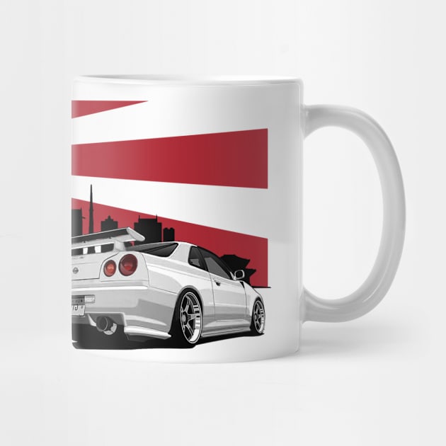 Nissan Skyline r34 GTR White, JDM Car by T-JD